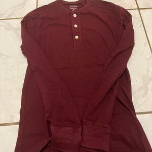 J. Crew Men's Dark Red Long Sleeve Henley